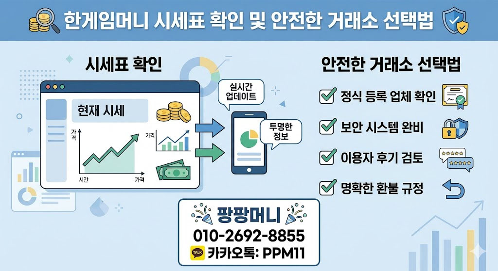 한게임머니상 시세표 확인 및 안전한 거래소 선택법